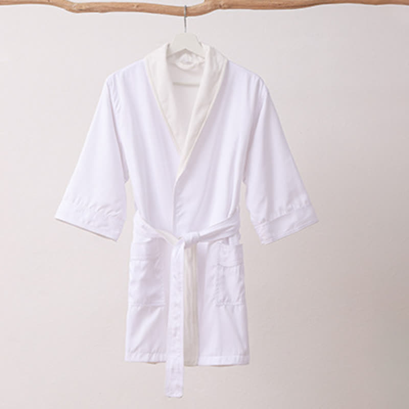 Ownkoti Minimalist Solid Color Pocket Child Bathrobe - White - XL - image 3