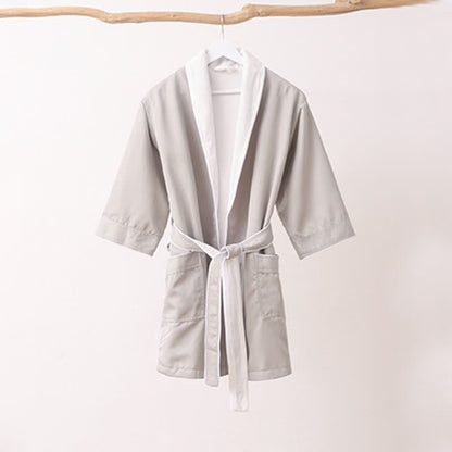 Ownkoti Minimalist Solid Color Pocket Child Bathrobe - Grey - XL - image 10