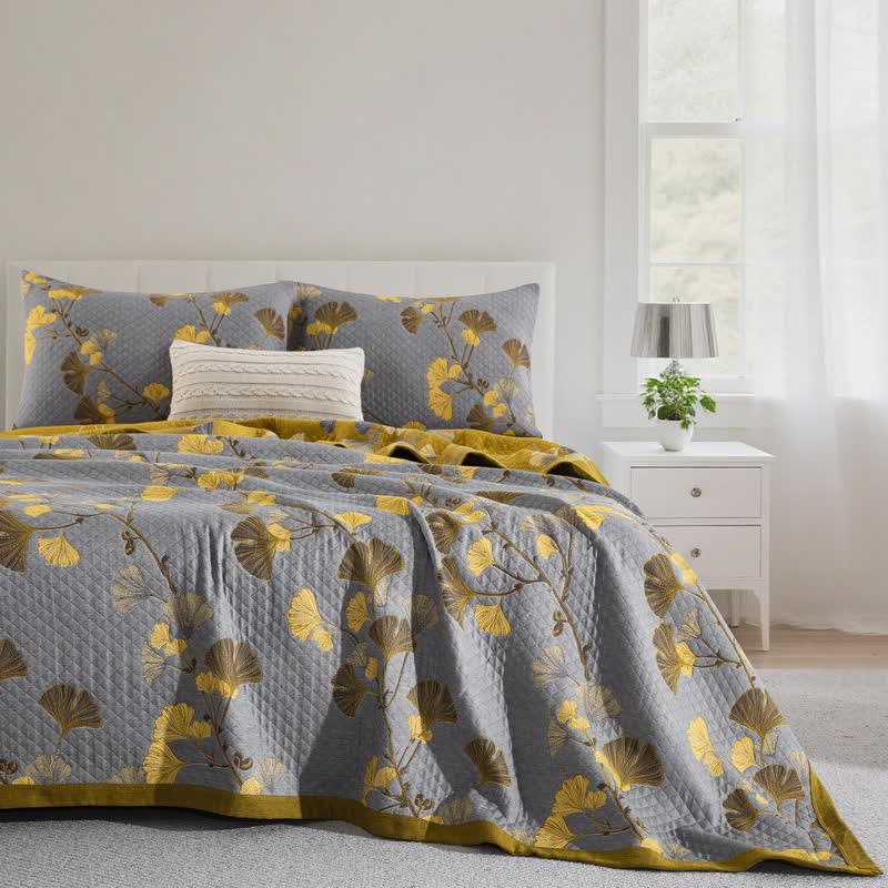 Ownkoti Ginkgo Leaf Organic Cotton Reversible Quilt - image 42