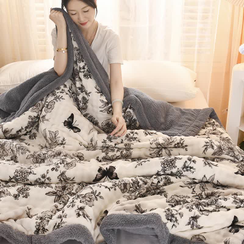 Ownkoti Elegant Floral Butterfly Throw Blanket - image 1