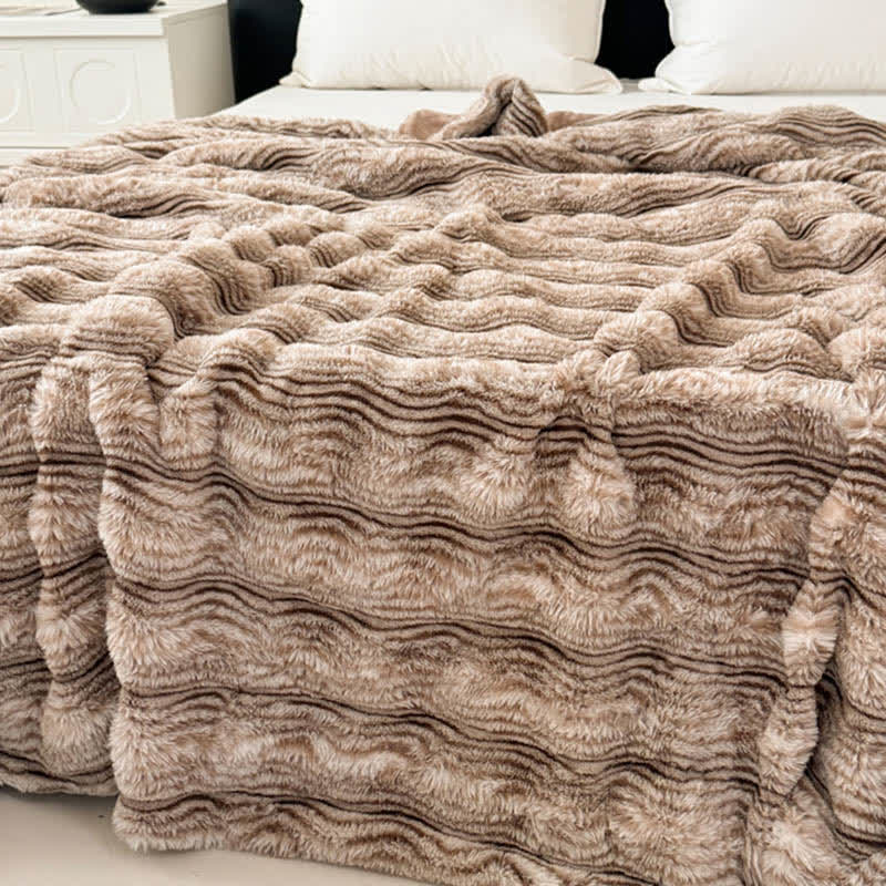 Ownkoti Faux Fur Wavy Jacquard Plush Blanket - image 10