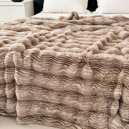 Ownkoti Faux Fur Wavy Jacquard Plush Blanket - image 10