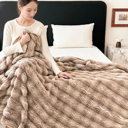 Ownkoti Faux Fur Wavy Jacquard Plush Blanket - image 7