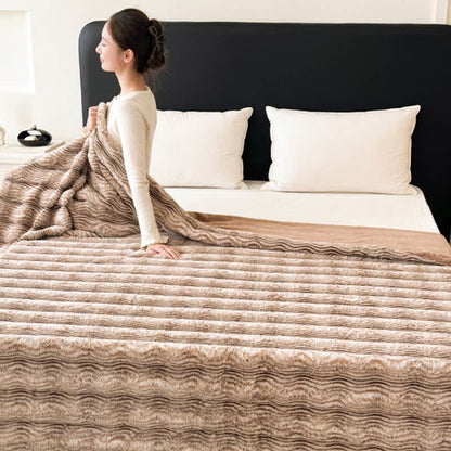 Ownkoti Faux Fur Wavy Jacquard Plush Blanket - image 6