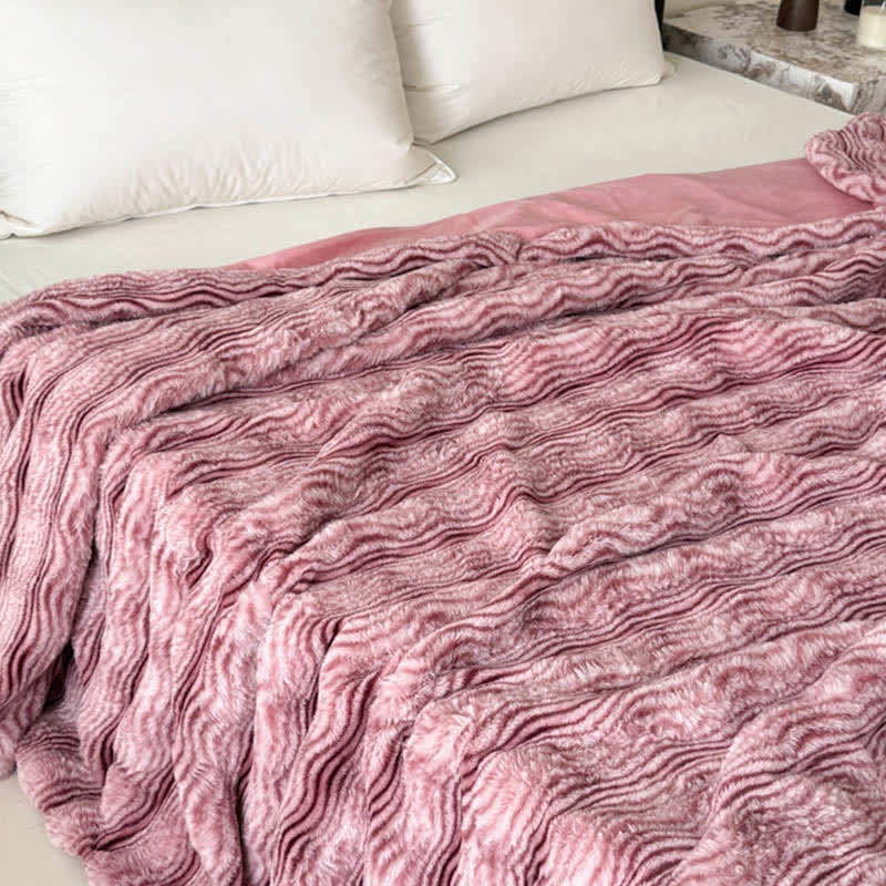 Ownkoti Faux Fur Wavy Jacquard Plush Blanket - image 1