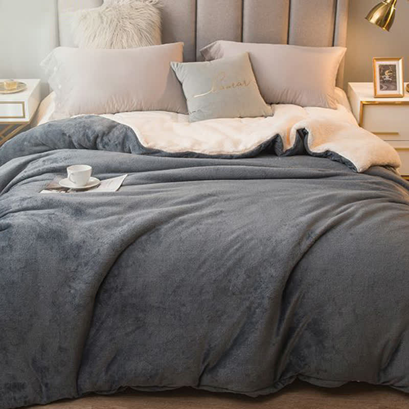 Ownkoti Solid Color Sherpa Duvet Cover Blanket - image 30