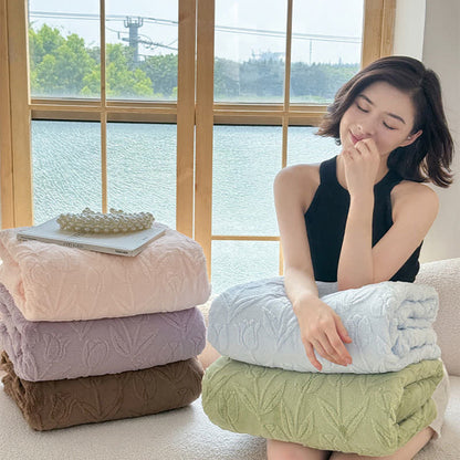 Ownkoti Faux Fur Tulip Textured Plush Blanket - image 2