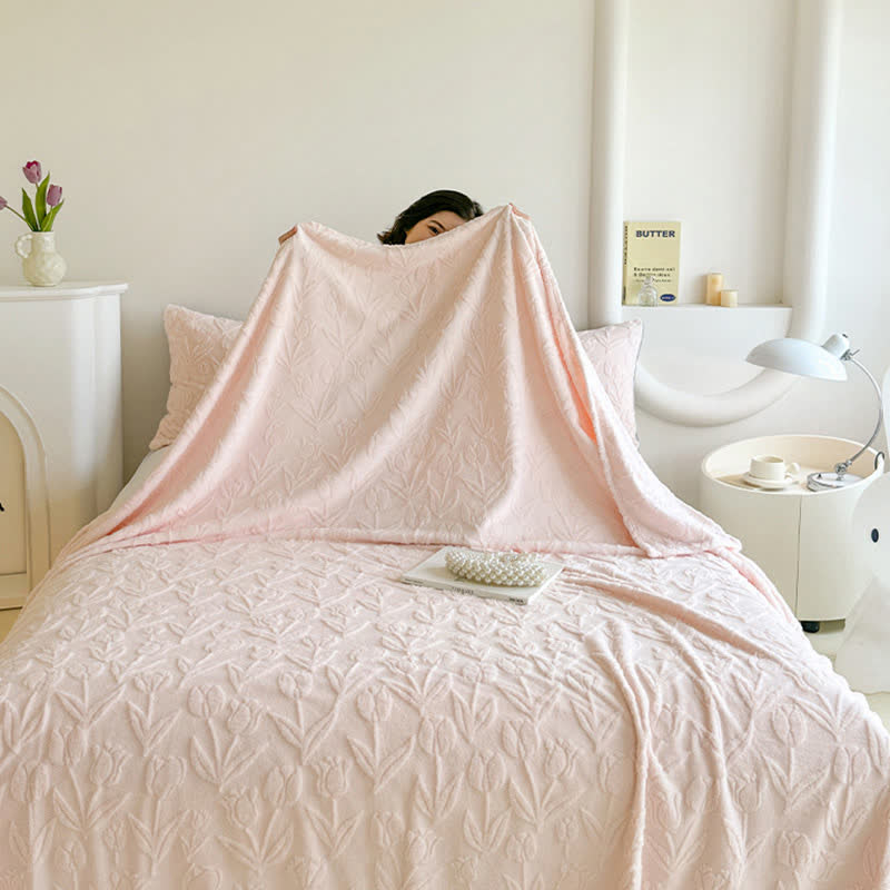 Ownkoti Faux Fur Tulip Textured Plush Blanket - image 5