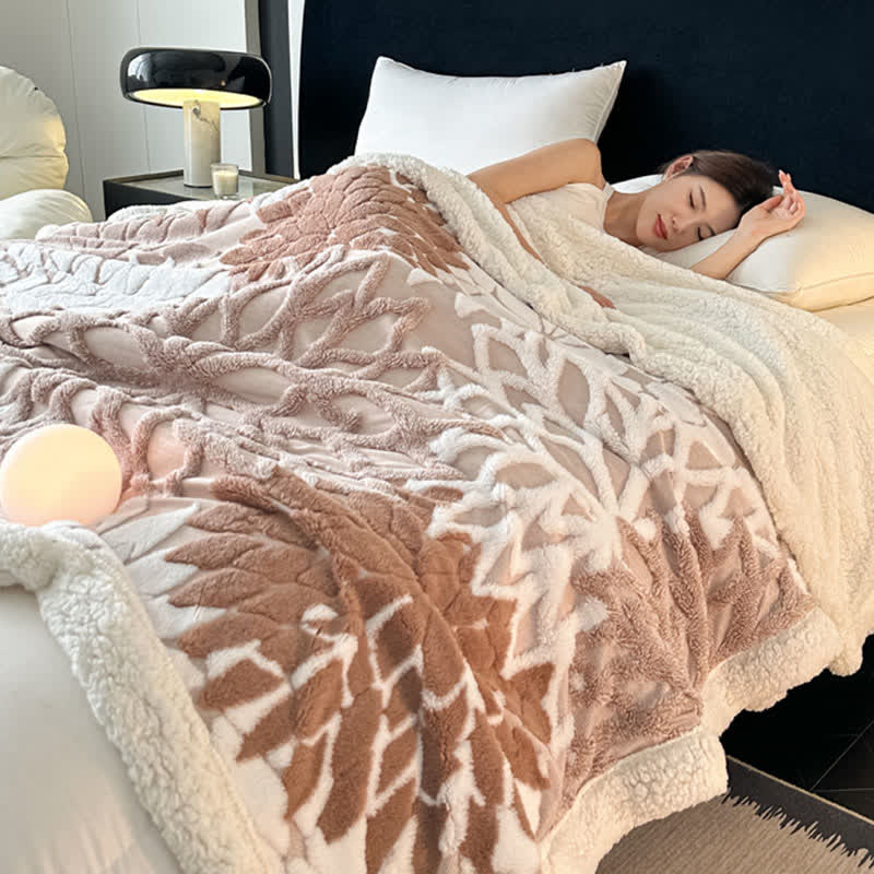 Ownkoti Floral-inspired Jacquard Sherpa Blanket - image 1