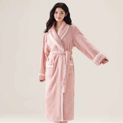 Ownkoti Unisex Fleece Plush Warm Robe - Pink - XL - image 5
