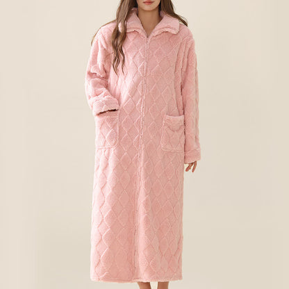 Ownkoti Diamond Textured Zip-Up Plush Robe - image 5