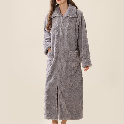 Ownkoti Diamond Textured Zip-Up Plush Robe - image 11