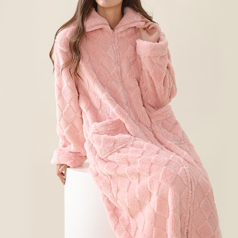 Ownkoti Diamond Textured Zip-Up Plush Robe - image 2