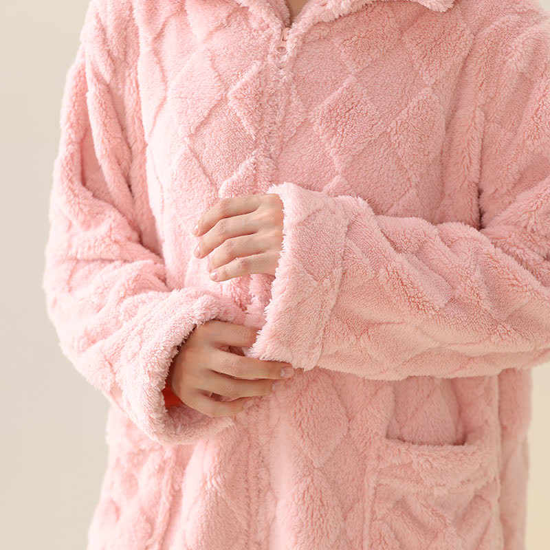 Ownkoti Diamond Textured Zip-Up Plush Robe - image 8