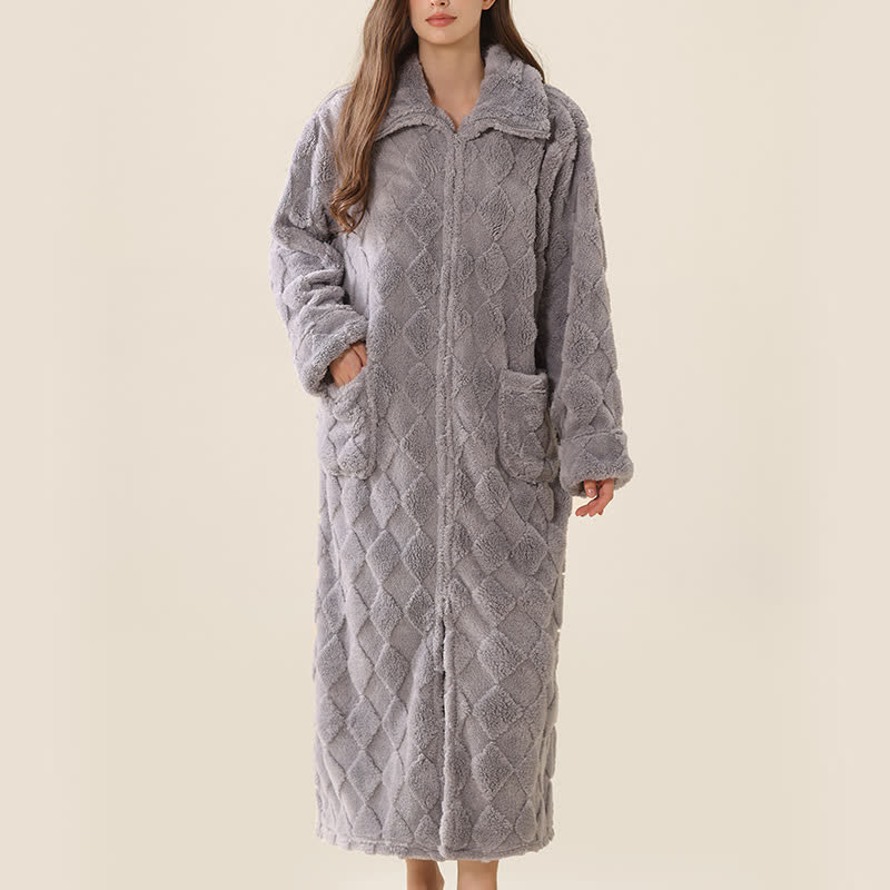 Ownkoti Diamond Textured Zip-Up Plush Robe - image 12