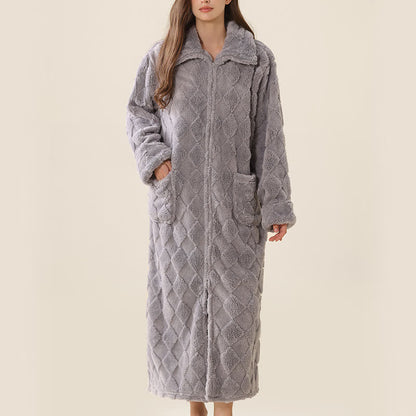 Ownkoti Diamond Textured Zip-Up Plush Robe - image 12