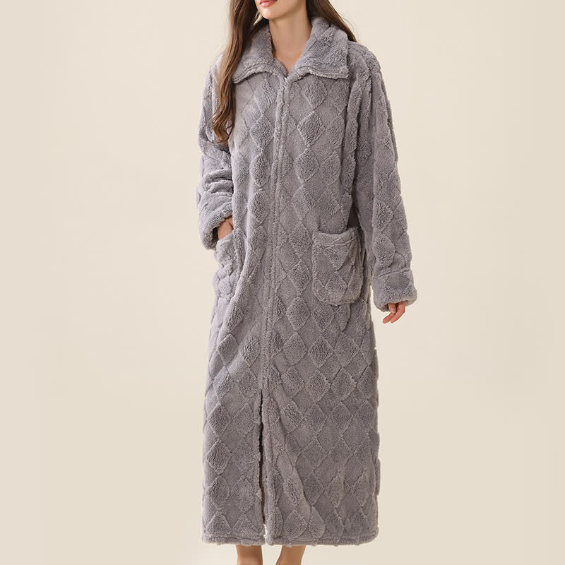 Ownkoti Diamond Textured Zip-Up Plush Robe - image 21