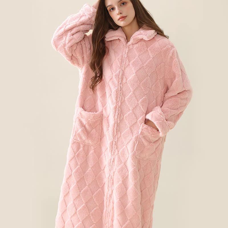 Ownkoti Diamond Textured Zip-Up Plush Robe - image 1