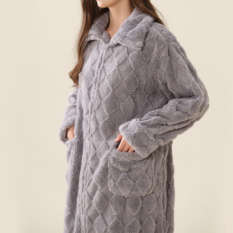 Ownkoti Diamond Textured Zip-Up Plush Robe - image 14