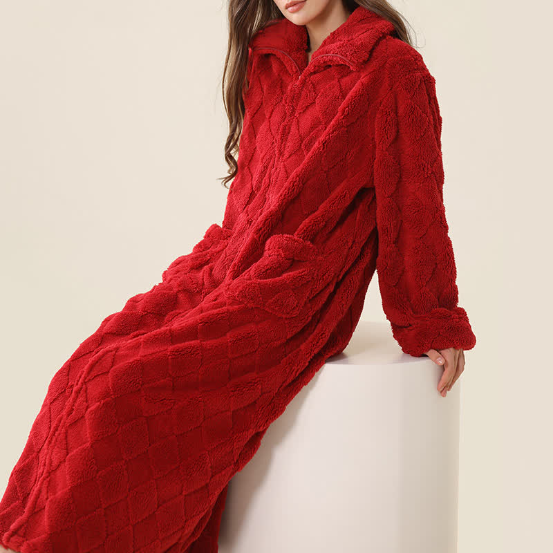 Ownkoti Diamond Textured Zip-Up Plush Robe - image 2
