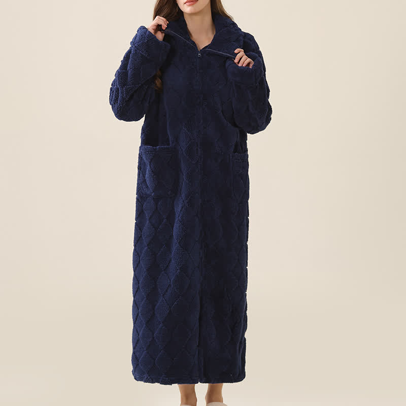 Ownkoti Diamond Textured Zip-Up Plush Robe - image 18