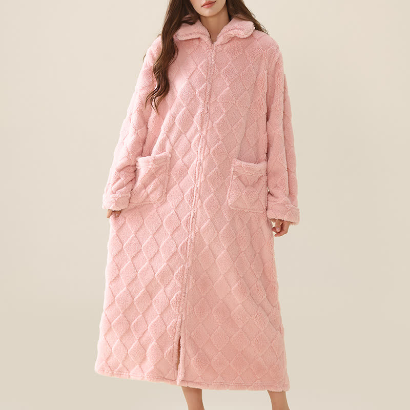 Ownkoti Diamond Textured Zip-Up Plush Robe - image 3