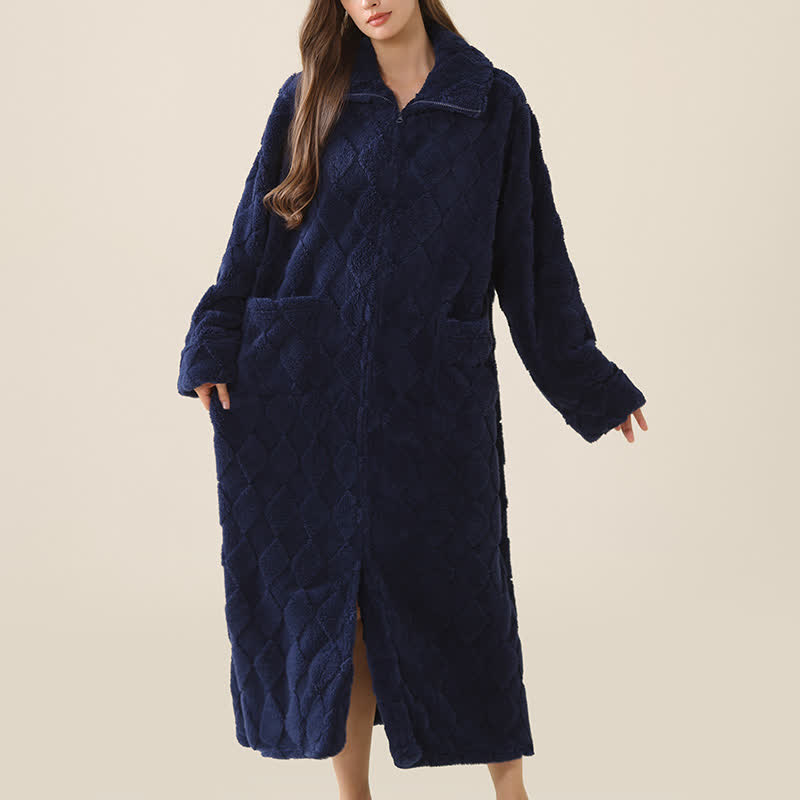 Ownkoti Diamond Textured Zip-Up Plush Robe - image 7