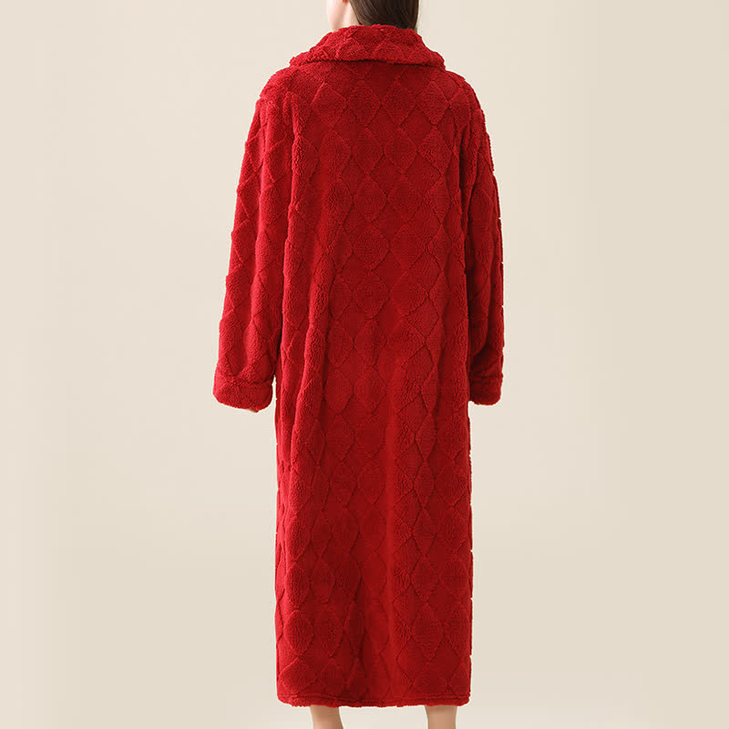 Ownkoti Diamond Textured Zip-Up Plush Robe - image 14