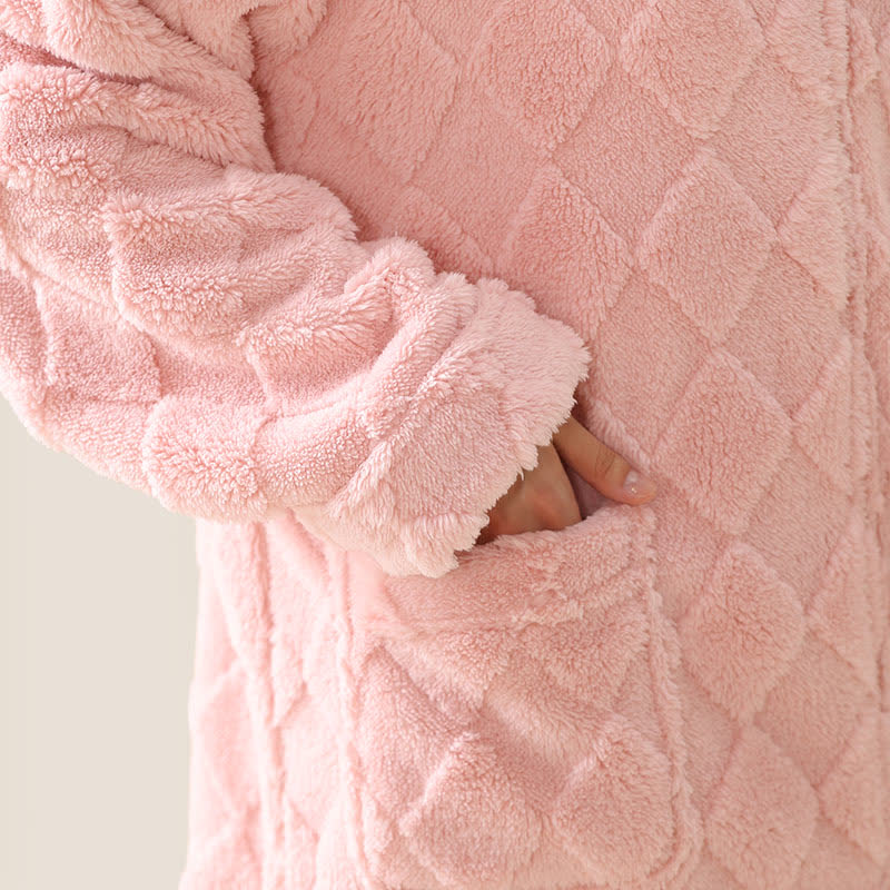 Ownkoti Diamond Textured Zip-Up Plush Robe - image 7