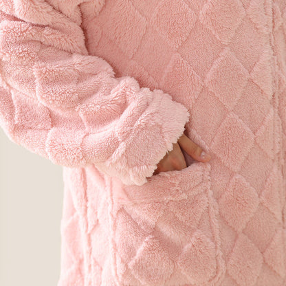 Ownkoti Diamond Textured Zip-Up Plush Robe - image 7