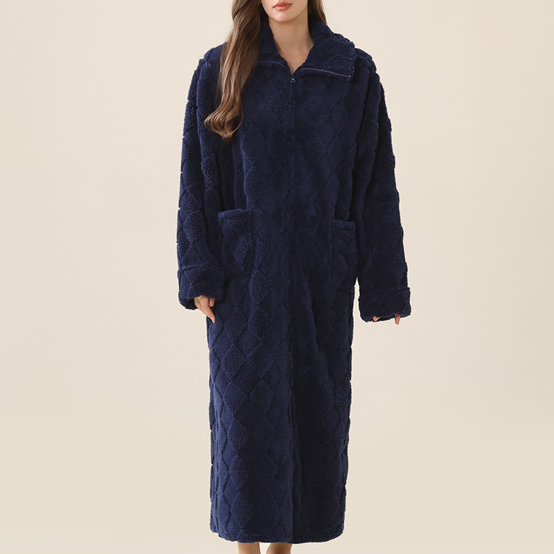 Ownkoti Diamond Textured Zip-Up Plush Robe - image 6