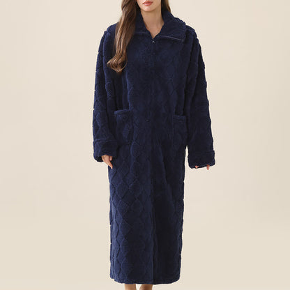 Ownkoti Diamond Textured Zip-Up Plush Robe - image 6