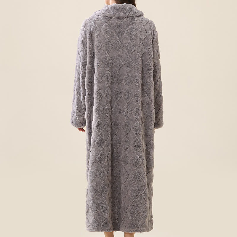 Ownkoti Diamond Textured Zip-Up Plush Robe - image 23