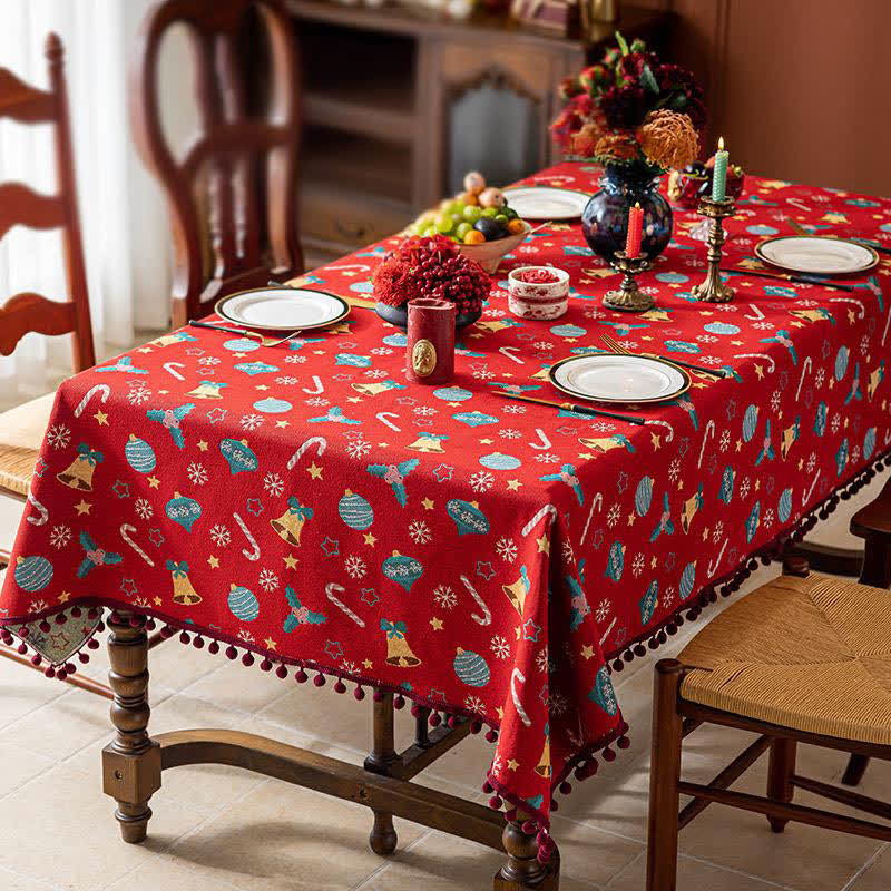 Ownkoti Jingle Bell Print Christmas Tablecloth - image 1