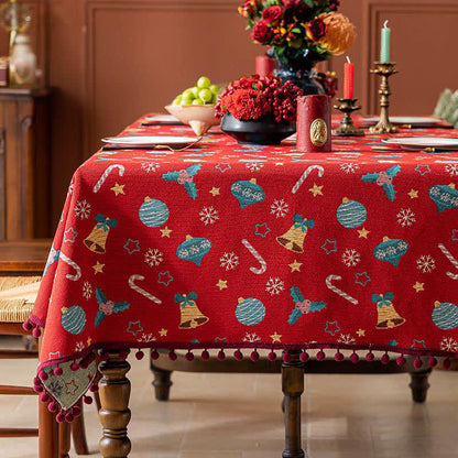 Ownkoti Jingle Bell Print Christmas Tablecloth - 55" x 102" - image 0