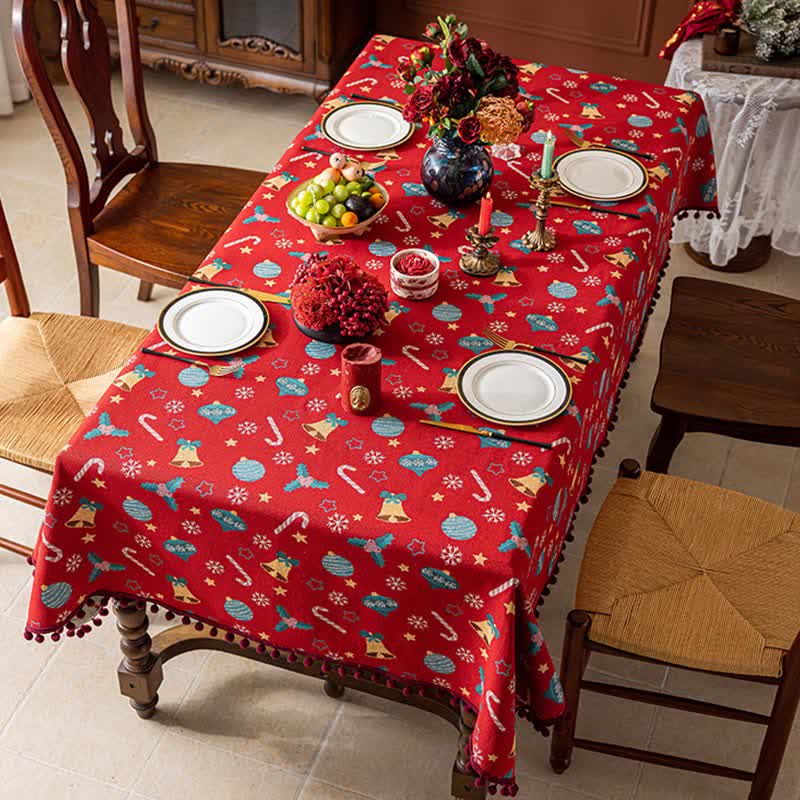 Ownkoti Jingle Bell Print Christmas Tablecloth - image 2