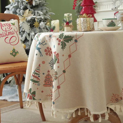 Ownkoti Christmas Bell Elk Tassel Tablecloth - image 3