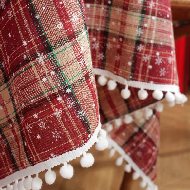 Ownkoti Christmas Snowflake Plaid Tassel Tablecloth - image 3