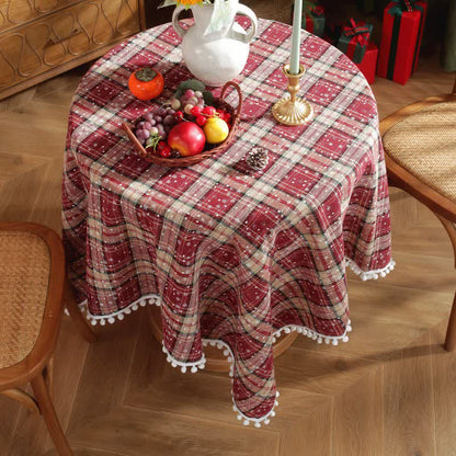 Ownkoti Christmas Snowflake Plaid Tassel Tablecloth - image 2