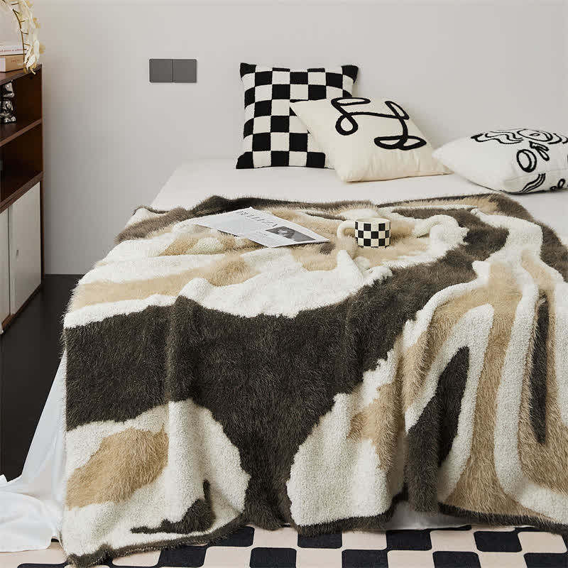 Ownkoti Abstract Art Shaggy Cozy Throw Blanket - Coffee - 51" x 63" - image 7