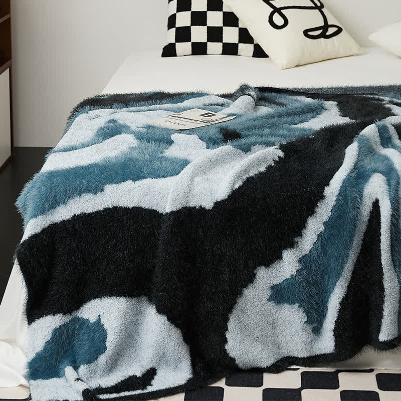 Ownkoti Abstract Art Shaggy Cozy Throw Blanket - Blue - 51" x 63" - image 0