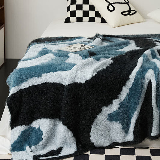 Ownkoti Abstract Art Shaggy Cozy Throw Blanket - Blue - 51" x 63" - image 0