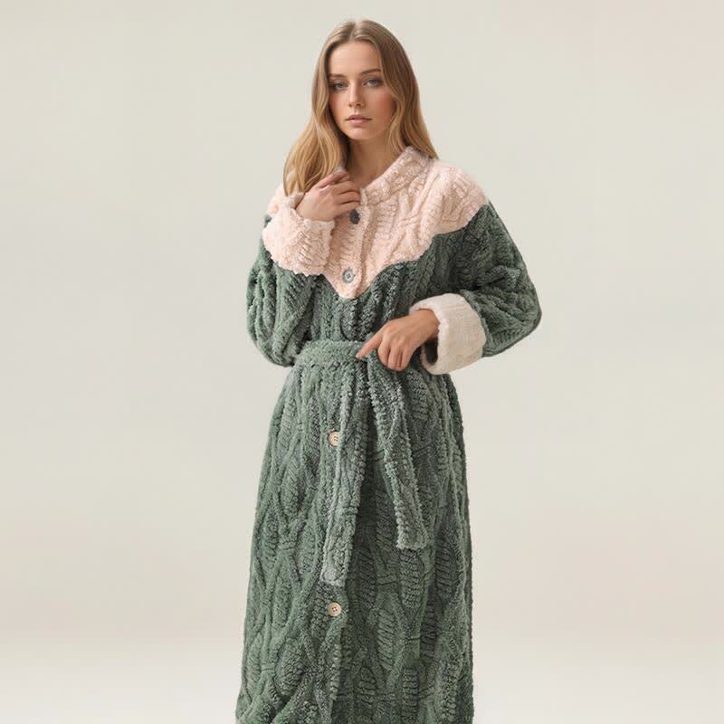 Ownkoti Colorblock Round Neck Plush Bathrobe Set - image 2