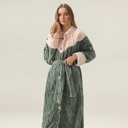 Ownkoti Colorblock Round Neck Plush Bathrobe Set - image 2