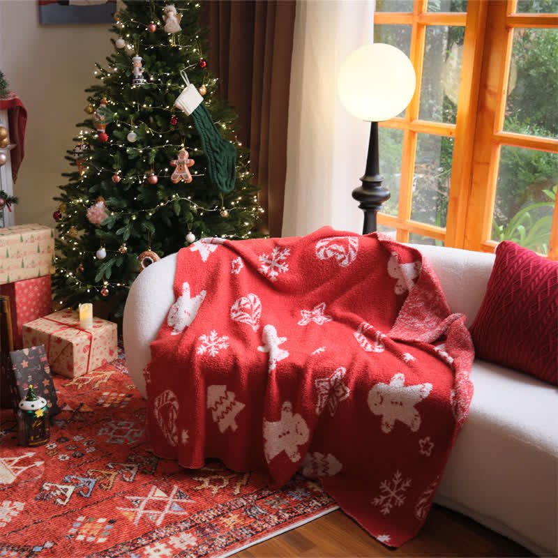 Ownkoti Christmas Gingerbread Man Knit Throw Blanket - image 1
