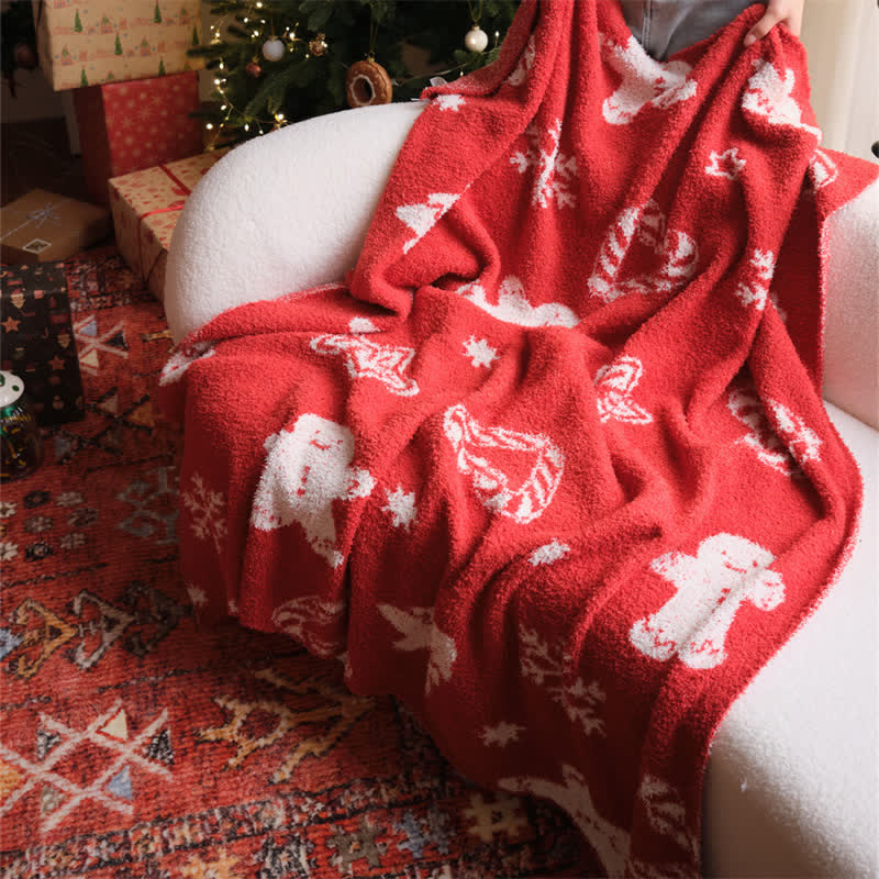 Ownkoti Christmas Gingerbread Man Knit Throw Blanket - 51" x 63" - image 0