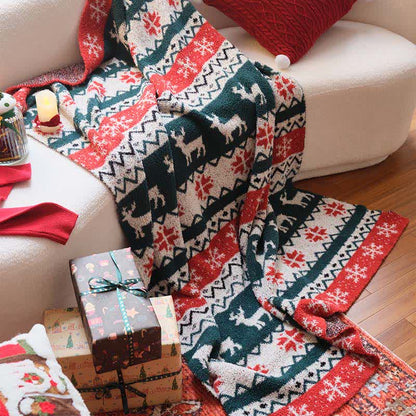 Ownkoti Christmas Fair Isle Reindeer Throw Blanket - image 3