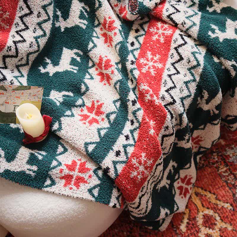 Ownkoti Christmas Fair Isle Reindeer Throw Blanket - image 7