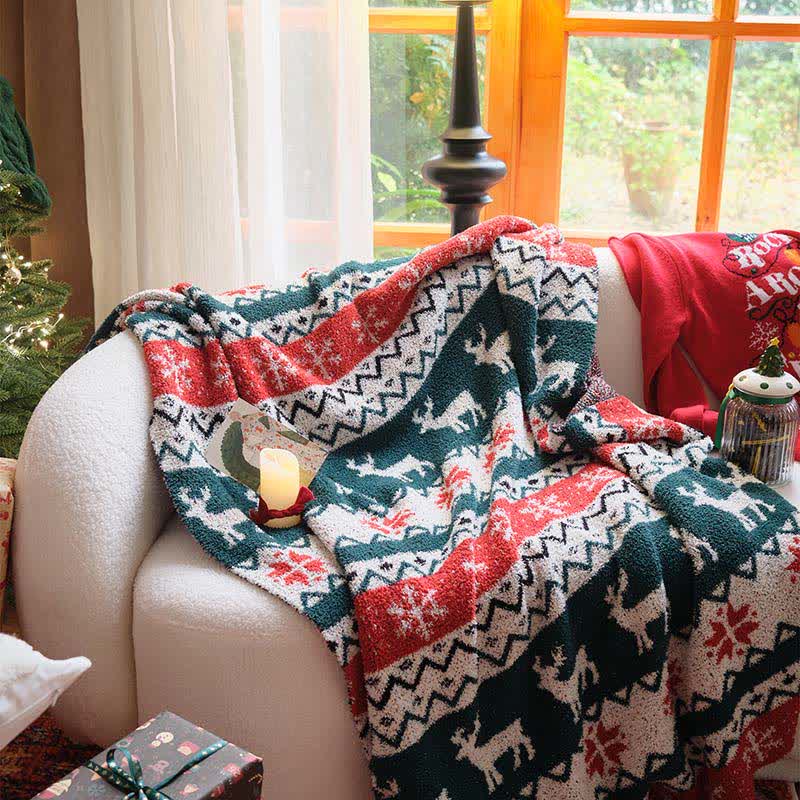 Ownkoti Christmas Fair Isle Reindeer Throw Blanket - image 1