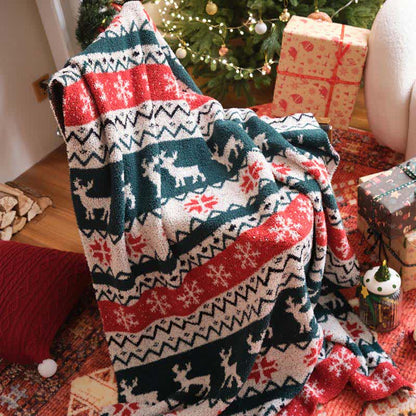 Ownkoti Christmas Fair Isle Reindeer Throw Blanket - image 2